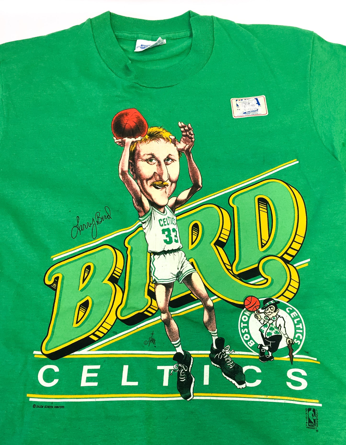 Vintage 90s Boston Celtics Larry Bird Caricature T Shirts, Men's Sz. S/M
