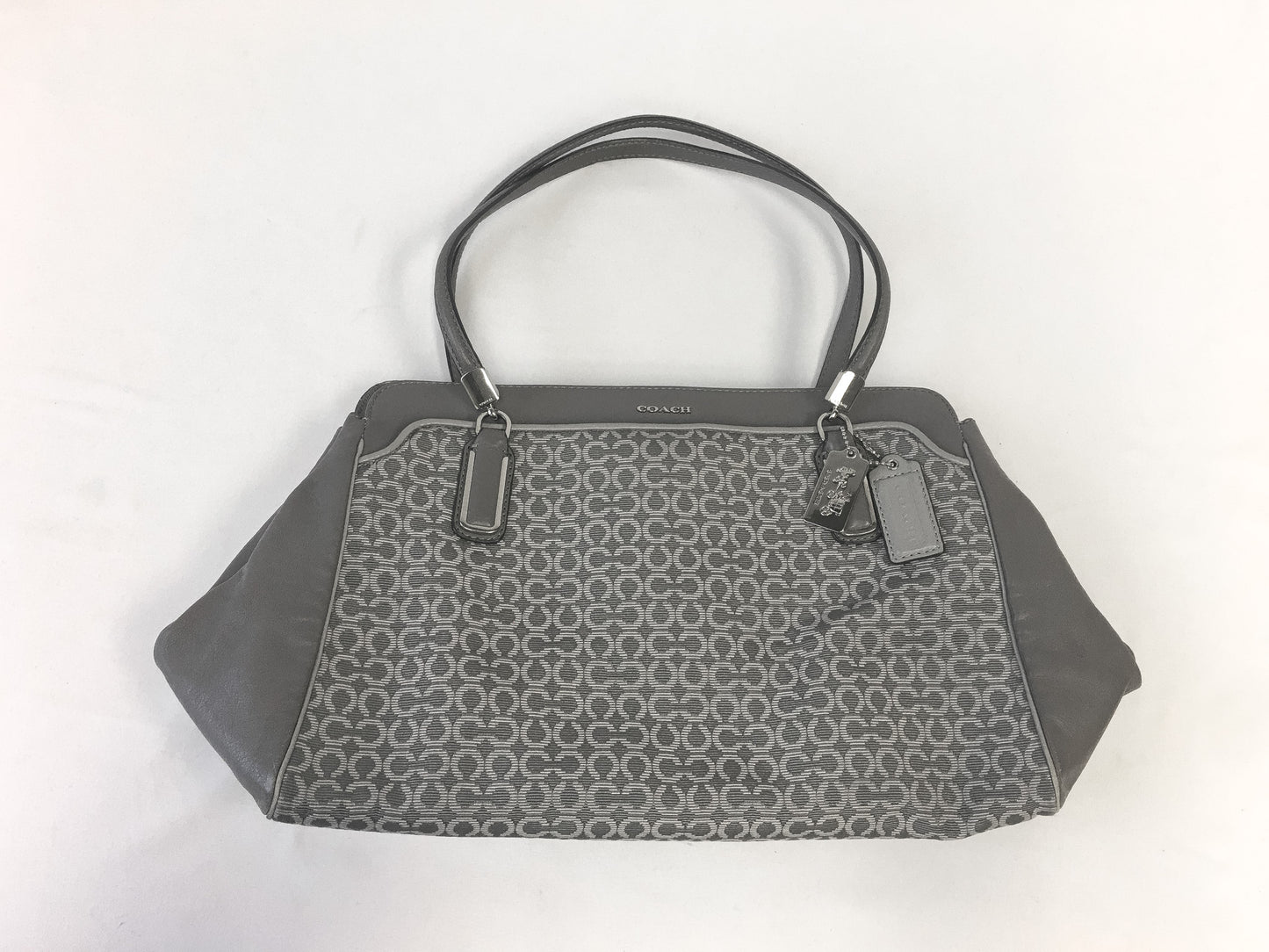 Coach Gray Leather Needlepoint Signature C Shoulder Bag, Style #25213