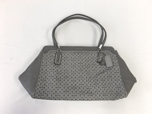 Coach Gray Leather Needlepoint Signature C Shoulder Bag, Style #25213
