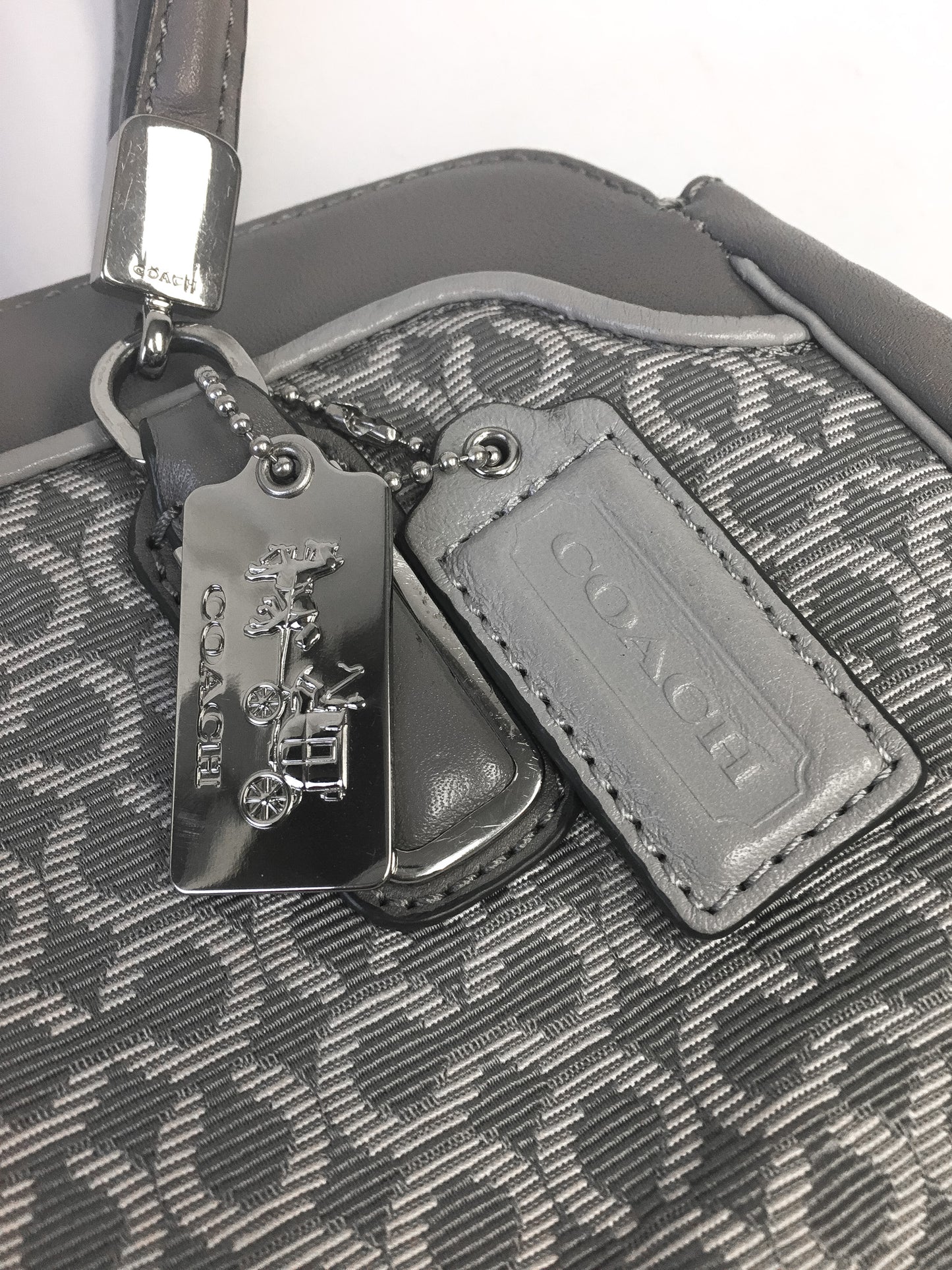 Coach Gray Leather Needlepoint Signature C Shoulder Bag, Style #25213