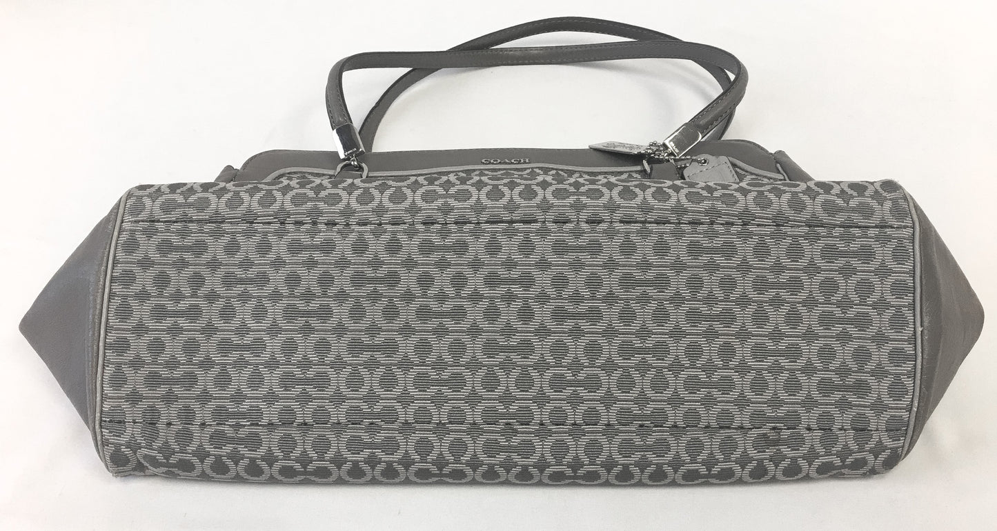 Coach Gray Leather Needlepoint Signature C Shoulder Bag, Style #25213