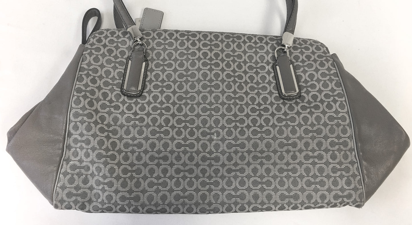 Coach Gray Leather Needlepoint Signature C Shoulder Bag, Style #25213