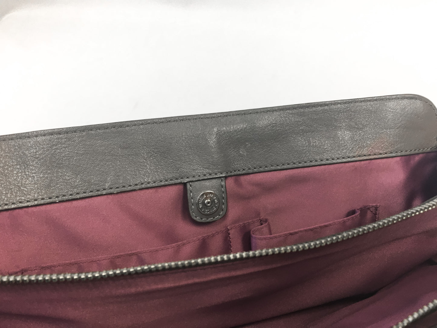 Coach Gray Leather Needlepoint Signature C Shoulder Bag, Style #25213