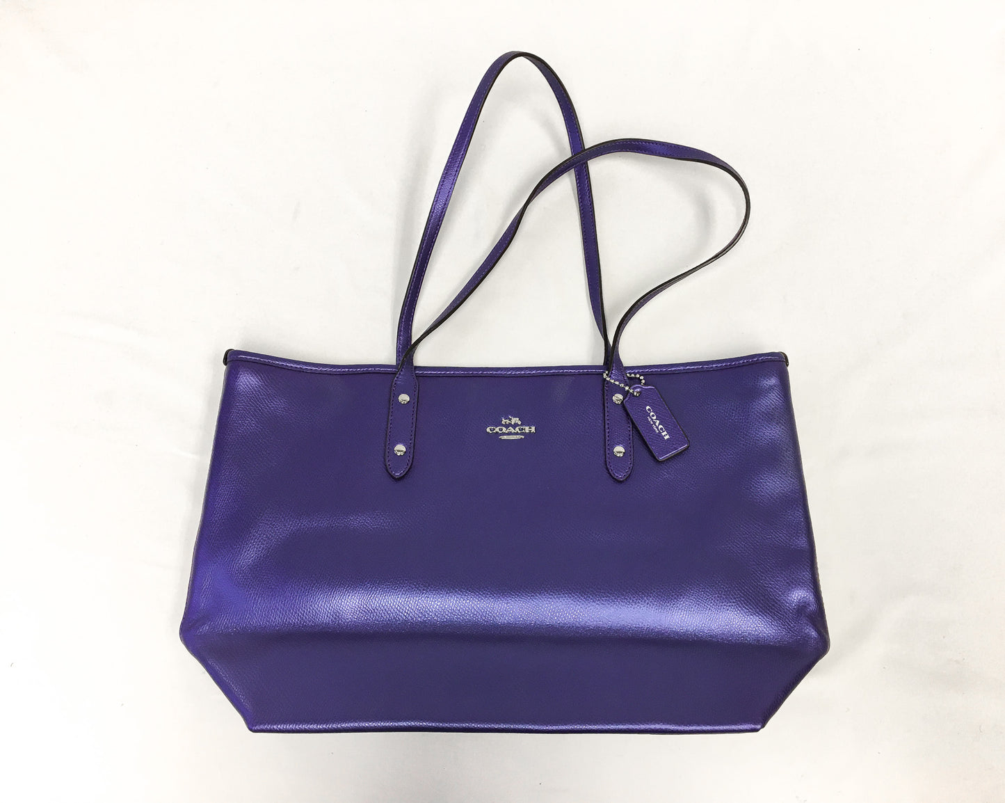 00s Y2K Coach Purple Blue Two-Toned Leather Shoulder Tote Bag