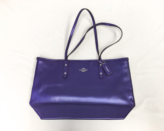 00s Y2K Coach Purple Blue Two-Toned Leather Shoulder Tote Bag