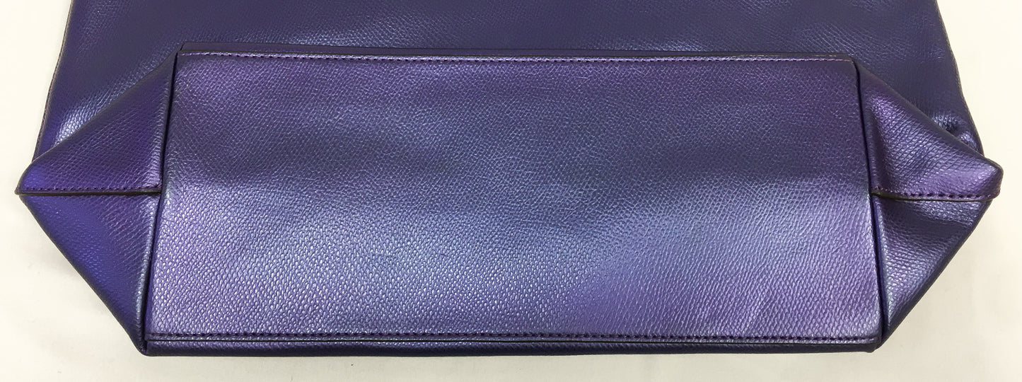 00s Y2K Coach Purple Blue Two-Toned Leather Shoulder Tote Bag