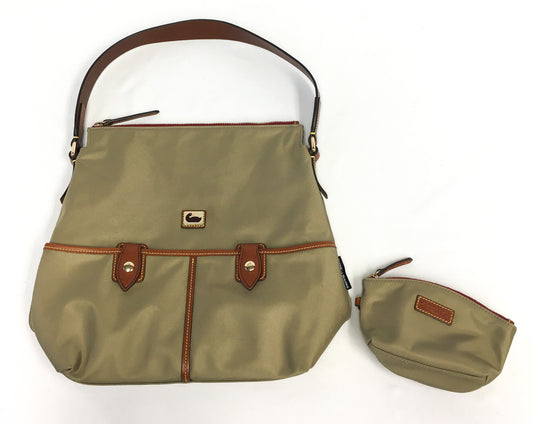 Dooney and Bourke Olive Green Nylon Leather Shoulder Tote with Matching Coin Pouch
