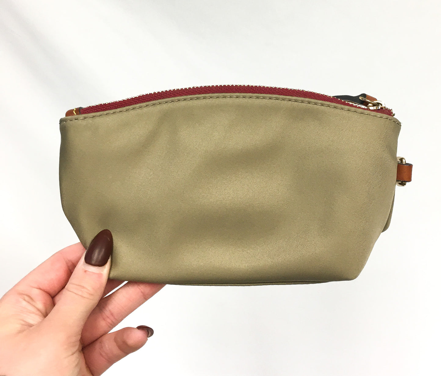 Dooney and Bourke Olive Green Nylon Leather Shoulder Tote with Matching Coin Pouch