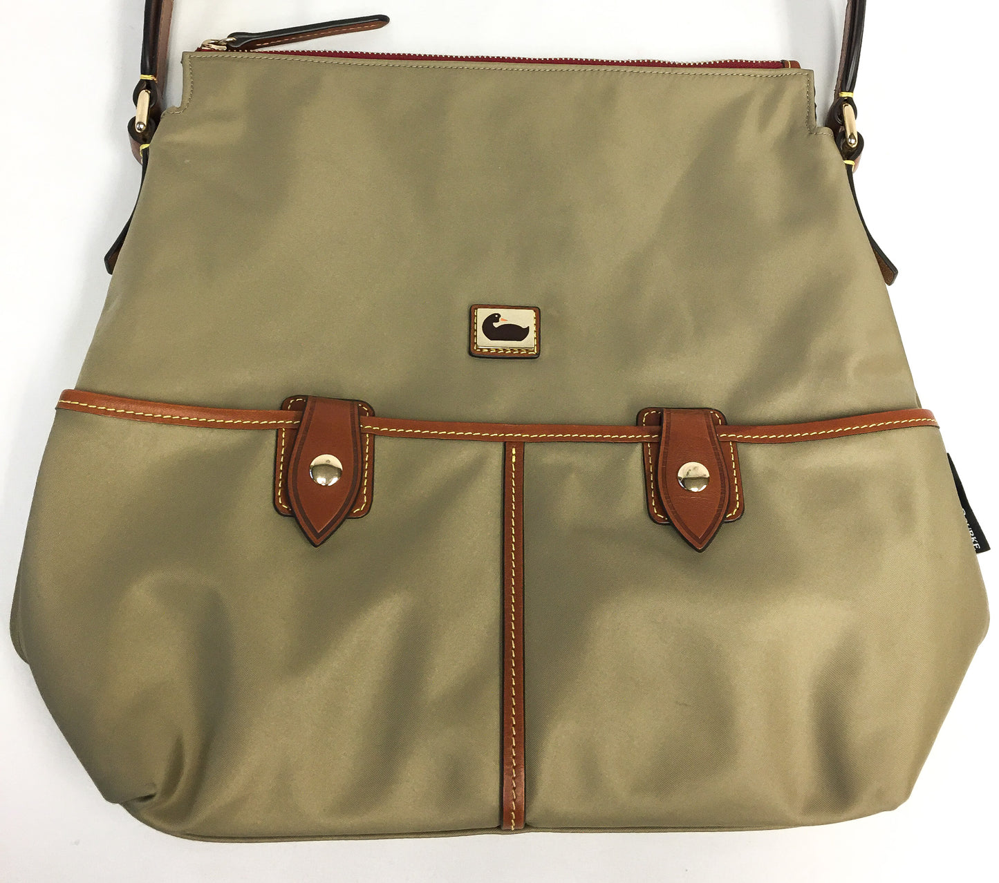 Dooney and Bourke Olive Green Nylon Leather Shoulder Tote with Matching Coin Pouch