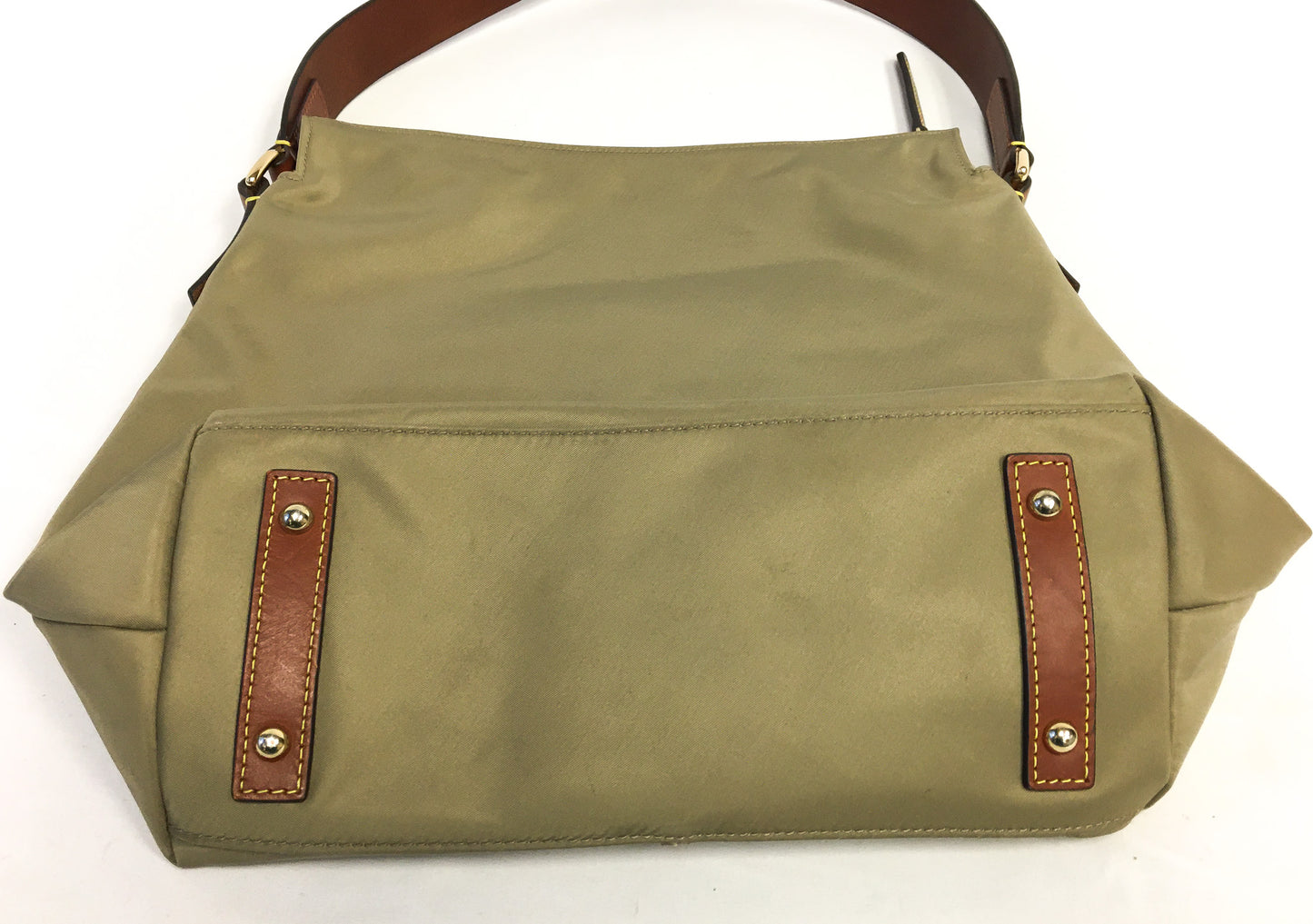 Dooney and Bourke Olive Green Nylon Leather Shoulder Tote with Matching Coin Pouch