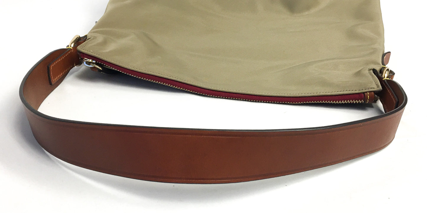 Dooney and Bourke Olive Green Nylon Leather Shoulder Tote with Matching Coin Pouch