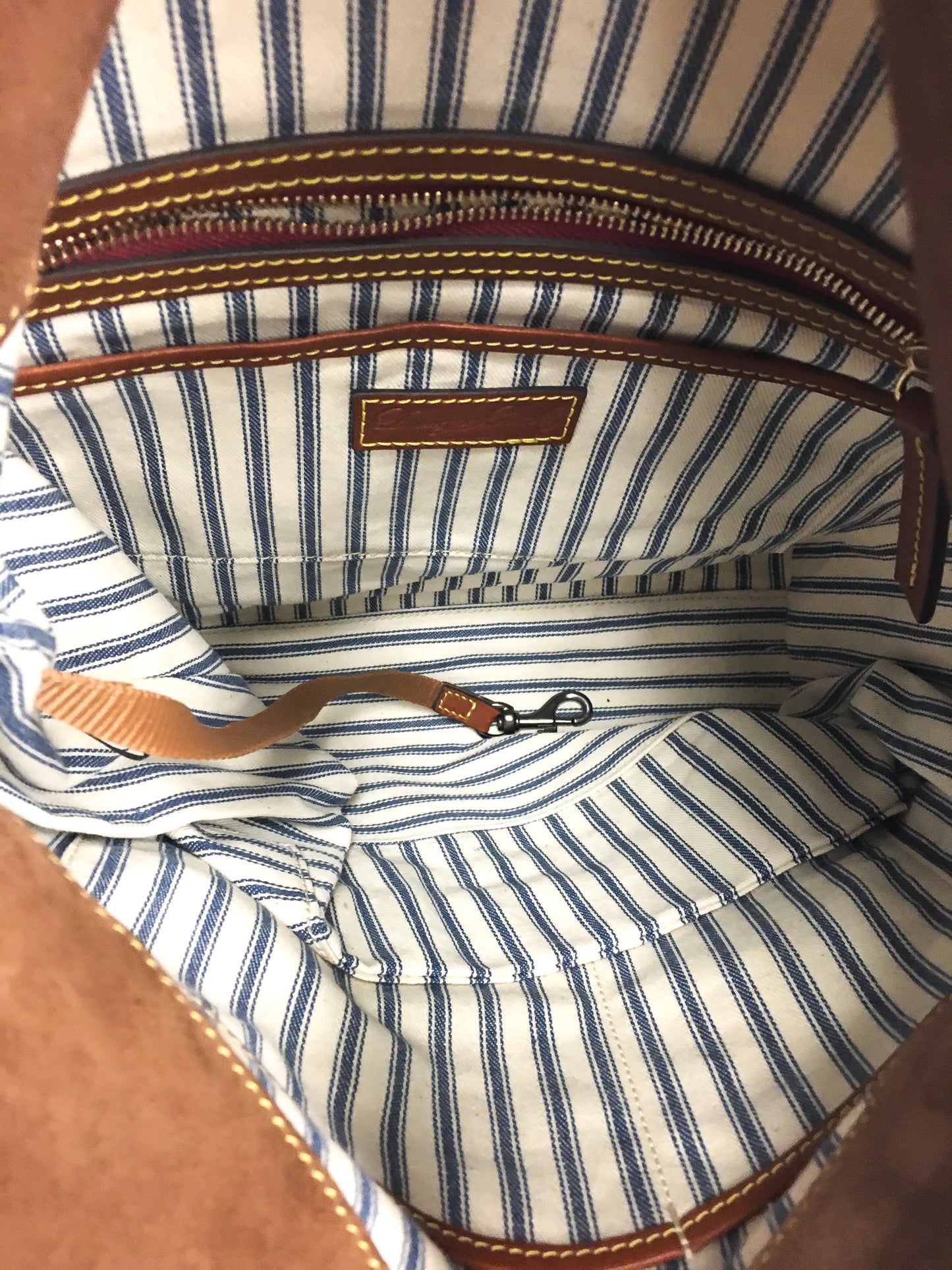 Dooney and Bourke Olive Green Nylon Leather Shoulder Tote with Matching Coin Pouch