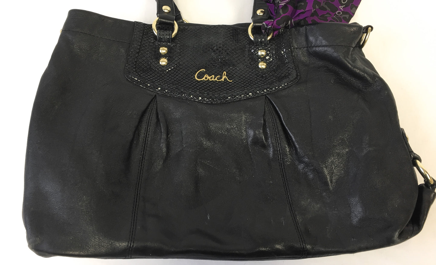 Y2K 00s Coach Ashley Black Python Purple Leopard Coach Scarf Satchel Bag