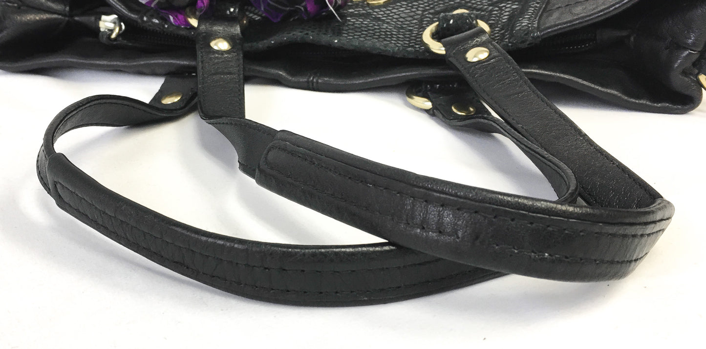 Y2K 00s Coach Ashley Black Python Purple Leopard Coach Scarf Satchel Bag