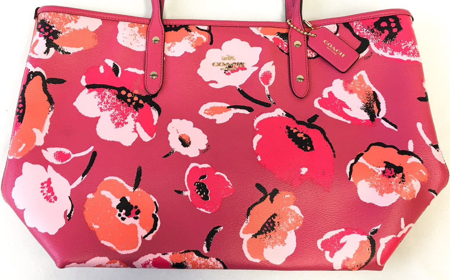 Coach Pink Wildflower Dahlia Large City Zip Tote Shoulder Bag