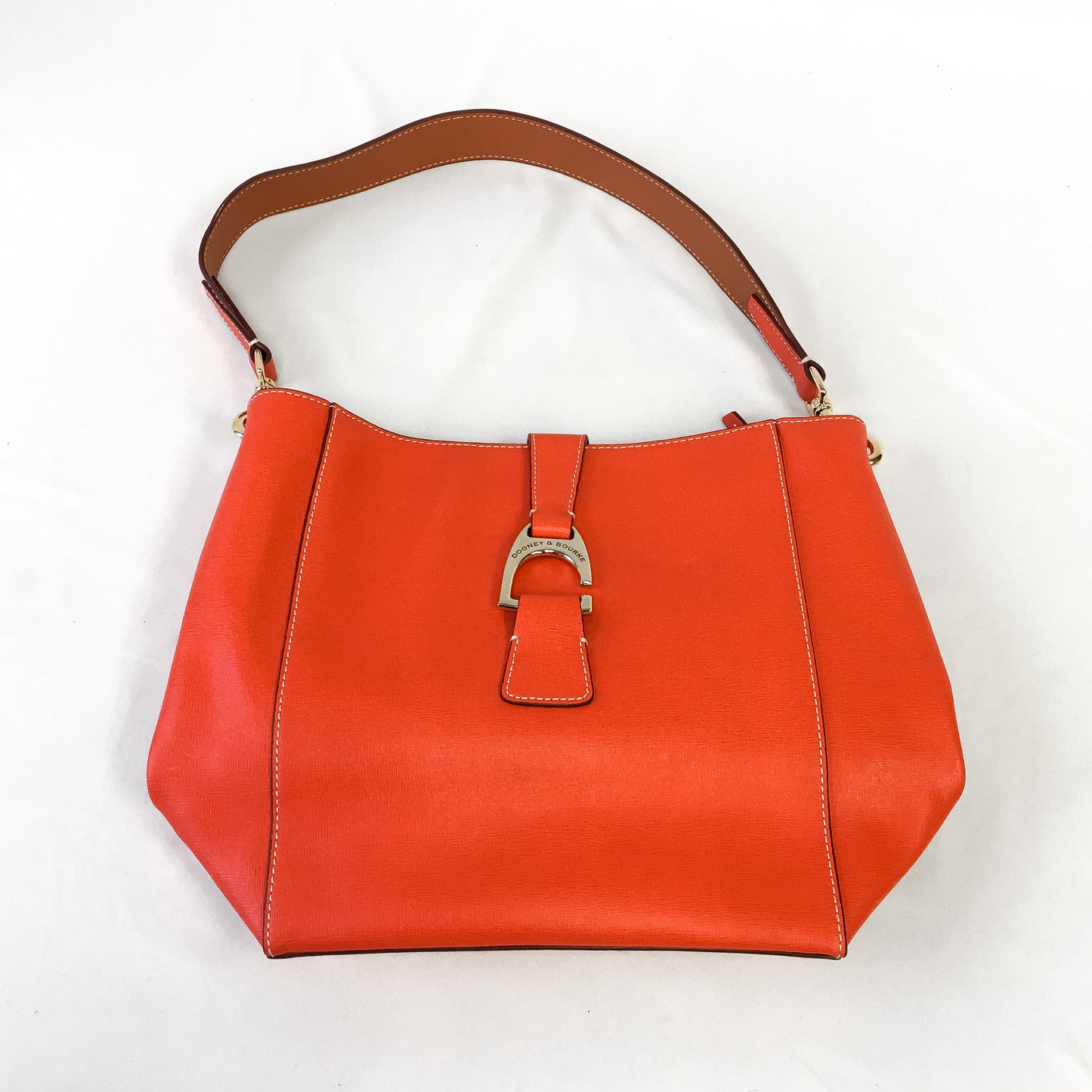 Dooney and Bourke Ashby Hot Orange Leather Shoulder Tote Bag