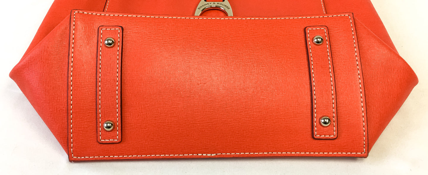 Dooney and Bourke Ashby Hot Orange Leather Shoulder Tote Bag