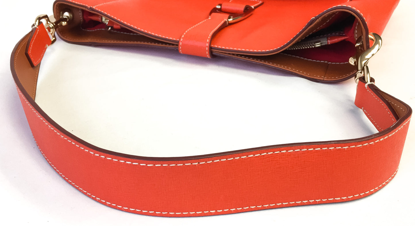 Dooney and Bourke Ashby Hot Orange Leather Shoulder Tote Bag