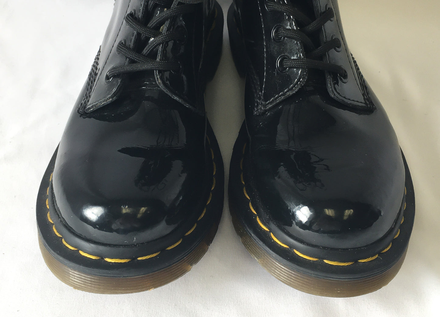 Dr. Martens Black Patent Leather Combat Boots, Women's Sz. 7