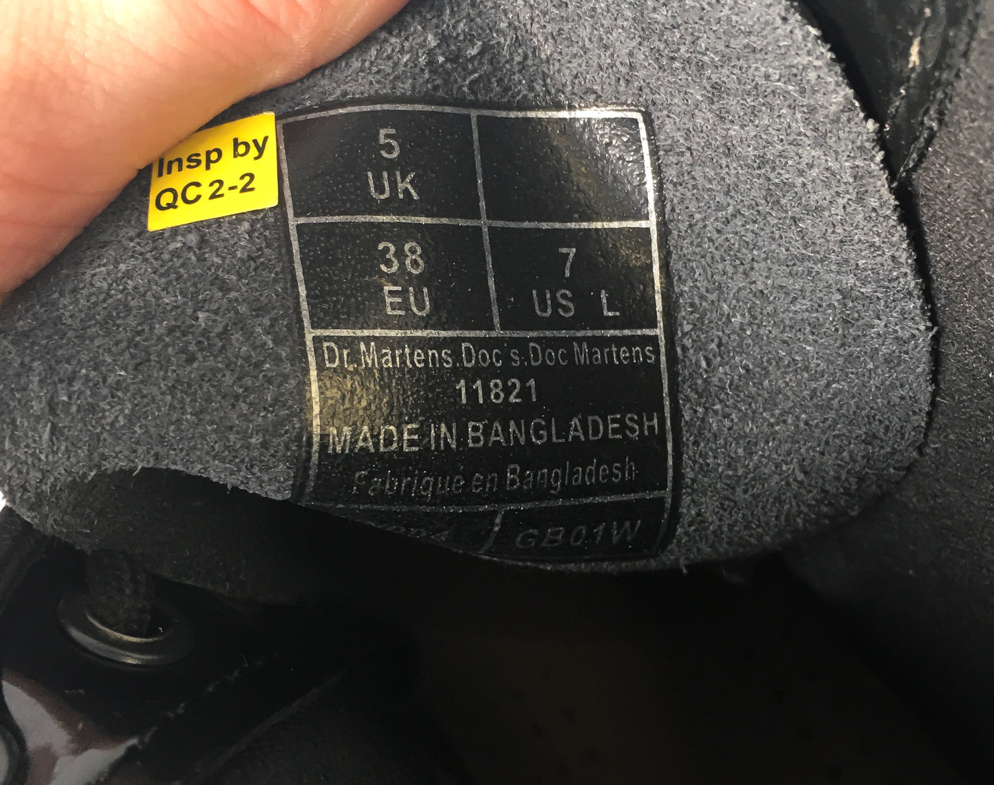 Dr. Martens Black Patent Leather Combat Boots, Women's Sz. 7