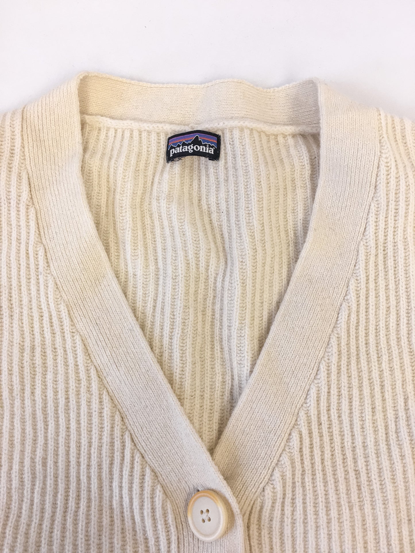 Patagonia Cream/Off-White Button-Up Recycled Wool Blend Cardigan Sweater
