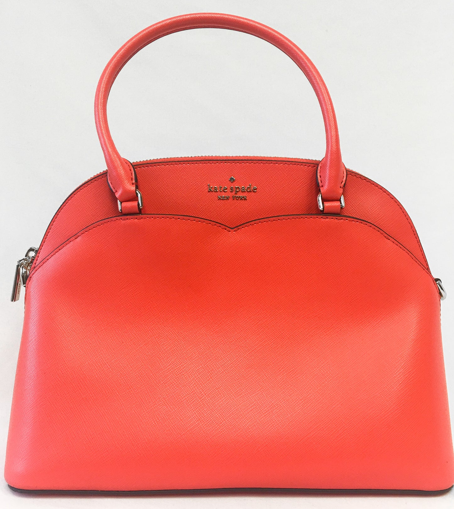 Kate Spade Coral/Hot Orange Domed Payton Leather Satchel