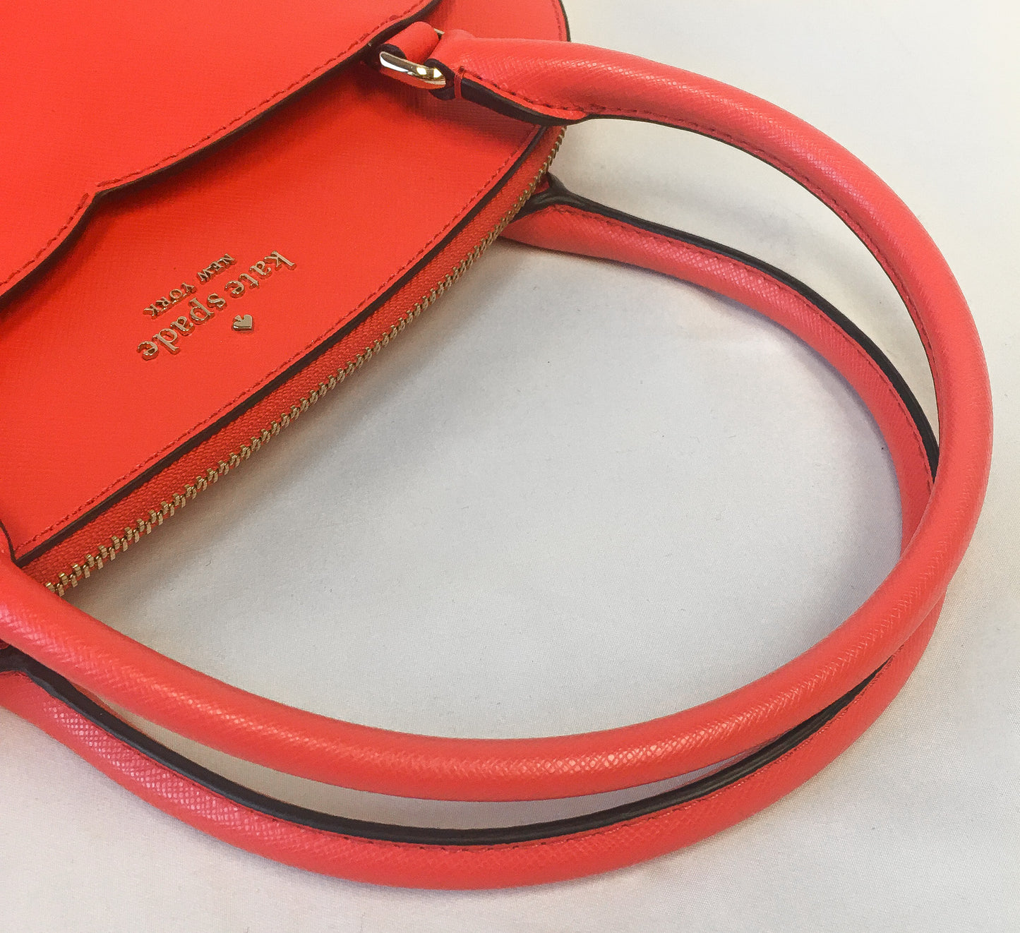 Kate Spade Coral/Hot Orange Domed Payton Leather Satchel