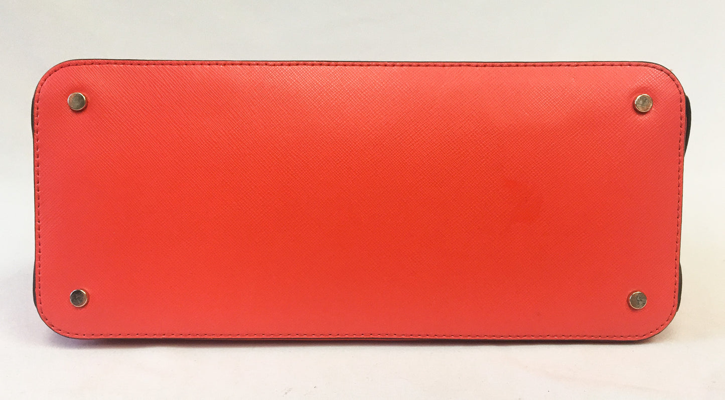 Kate Spade Coral/Hot Orange Domed Payton Leather Satchel