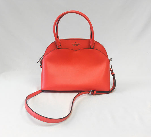 Kate Spade Coral/Hot Orange Domed Payton Leather Satchel