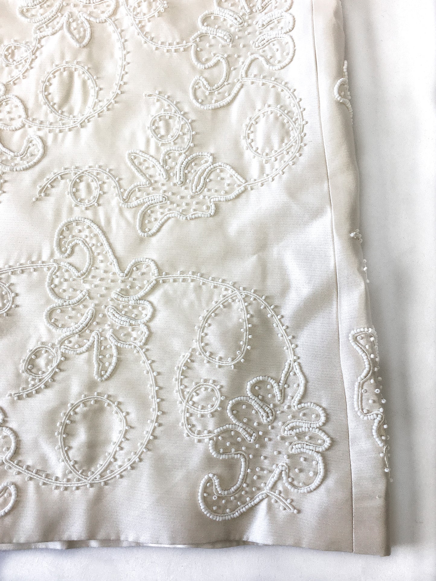 NWT Dana Buchman Cream/Off-White/Ivory Silk Beaded Skirt, Sz. 14