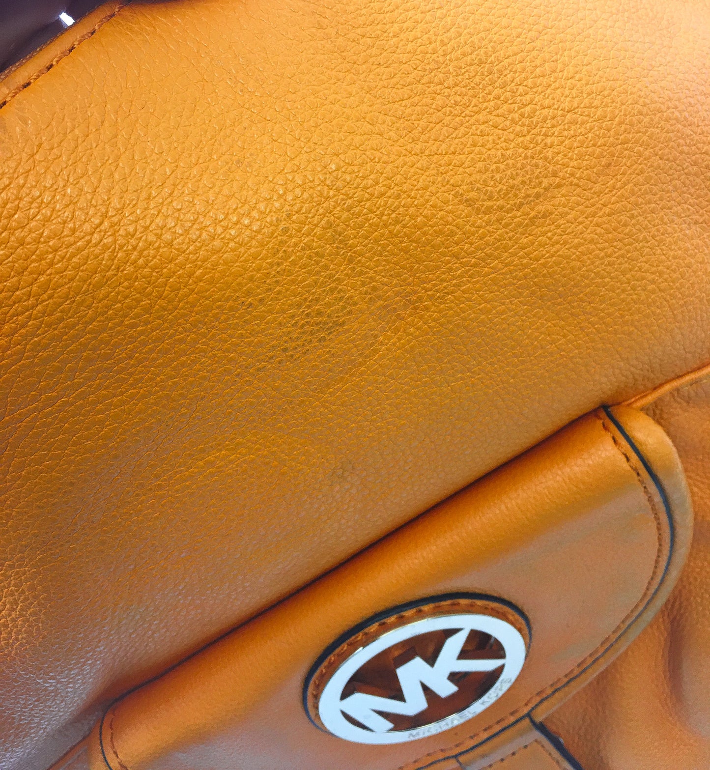 Michael Kors Fulton Bright Orange Large Leather Hobo Shoulder Bag