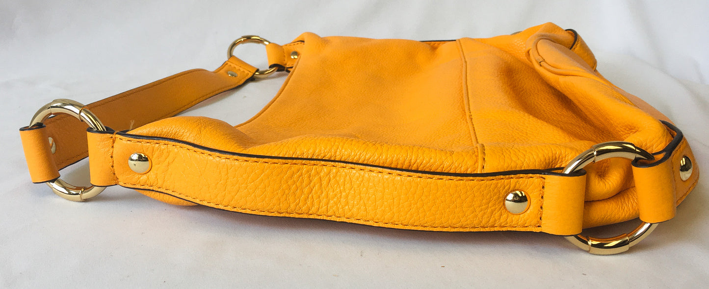 Michael Kors Fulton Bright Orange Large Leather Hobo Shoulder Bag
