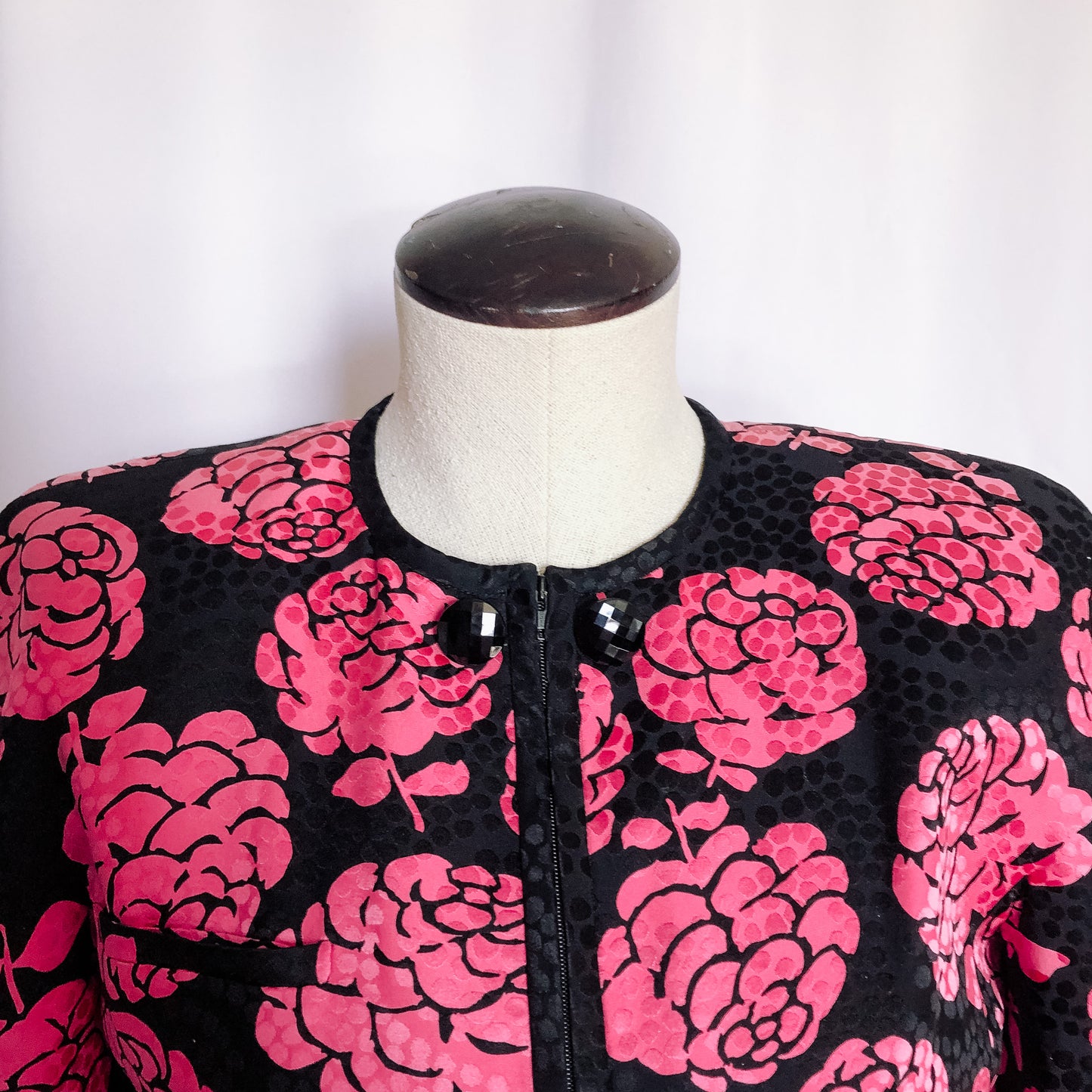 Vintage 80s VALENTINO NIGHT Silk Pink Floral Suit Set, Sz. 10