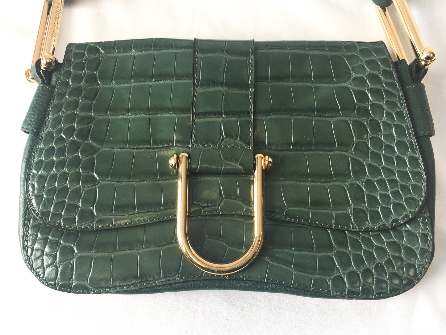 Vince Camuto Forest Green Croc Embossed Shoulder Bag