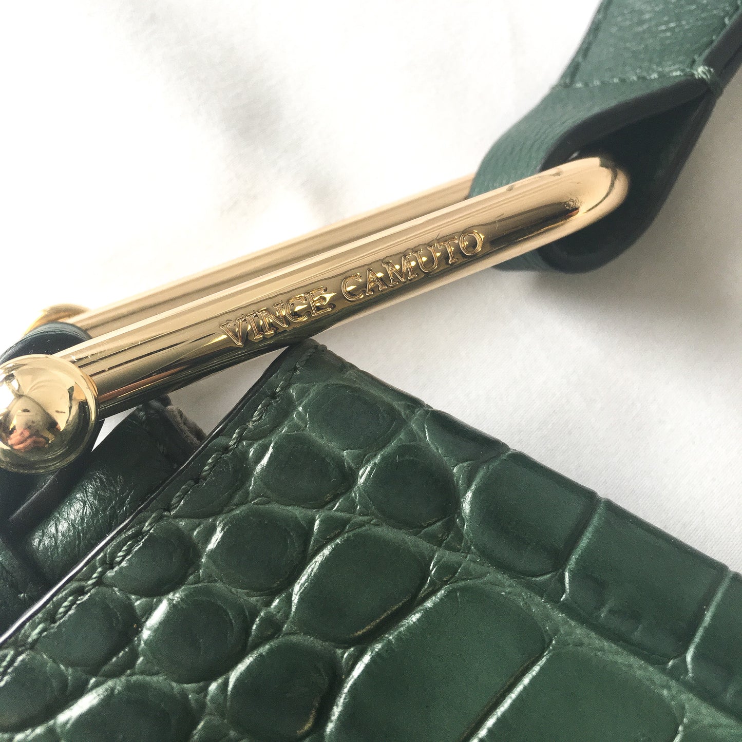 Vince Camuto Forest Green Croc Embossed Shoulder Bag
