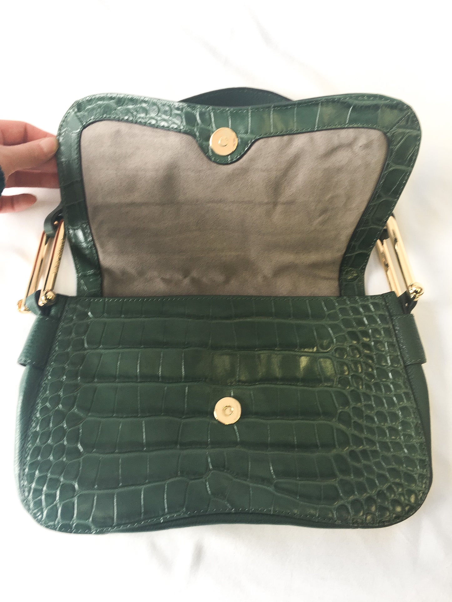 Vince Camuto Forest Green Croc Embossed Shoulder Bag