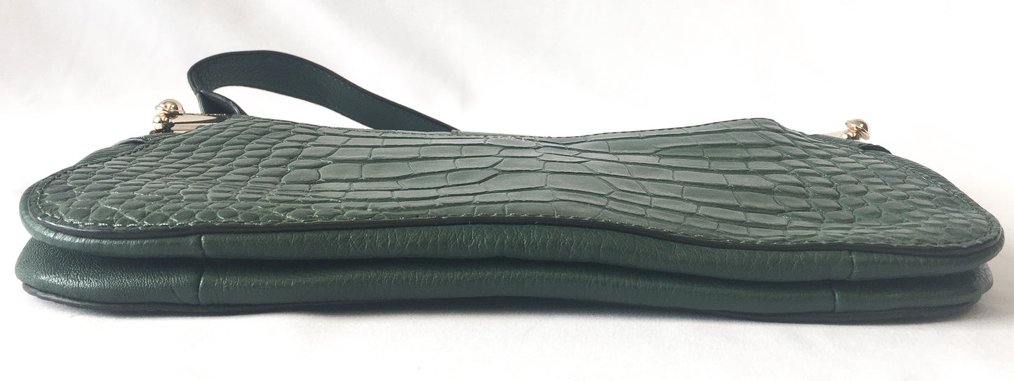 Vince Camuto Forest Green Croc Embossed Shoulder Bag