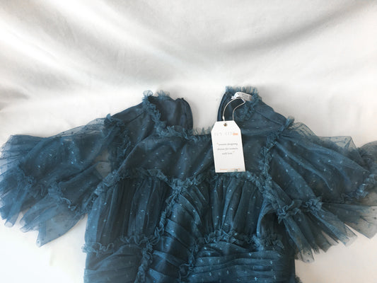 NWT Ivy City Teal Ruffle Tiered Dress, Sz. M