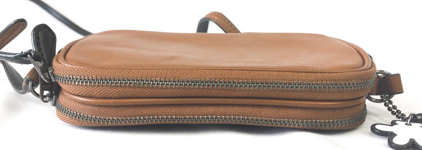 Coach x Disney Mickey Mouse Brown Sadie Leather Crossbody Bag