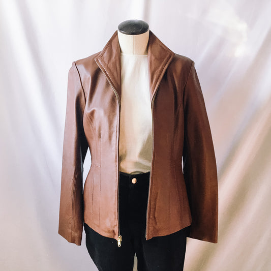 Cole Haan Brown Genuine Lambskin Jacket, Women's Sz. S