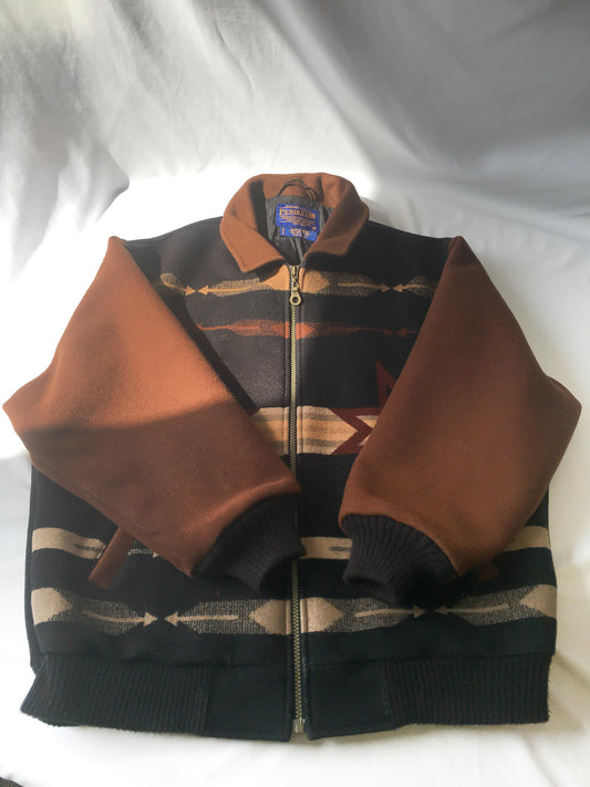 Vintage Pendleton Brown Aztec Wool Jacket, Sz. M