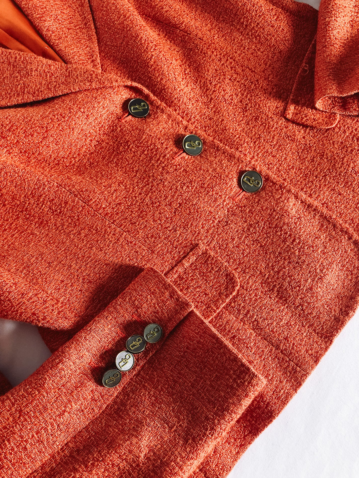 Vintage Dolce & Gabbana Orange Linen Blend Blazer Jacket, Sz. 46
