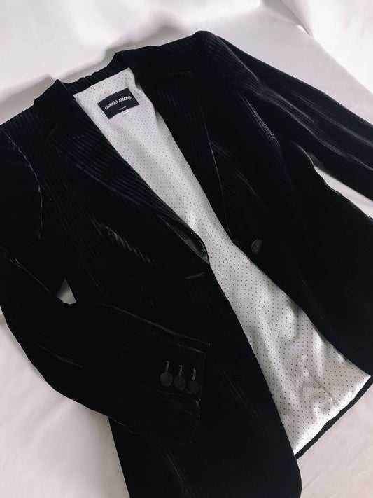 Velvet Single-Breasted Women's GIORGIO ARMANI Jacket, Sz. 42