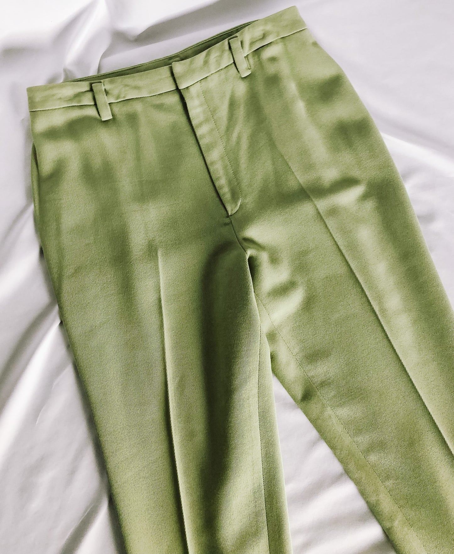 Vintage Linda Allard Ellen Tracy Sage Green Wool-Blend Women's Trousers, Sz. 6