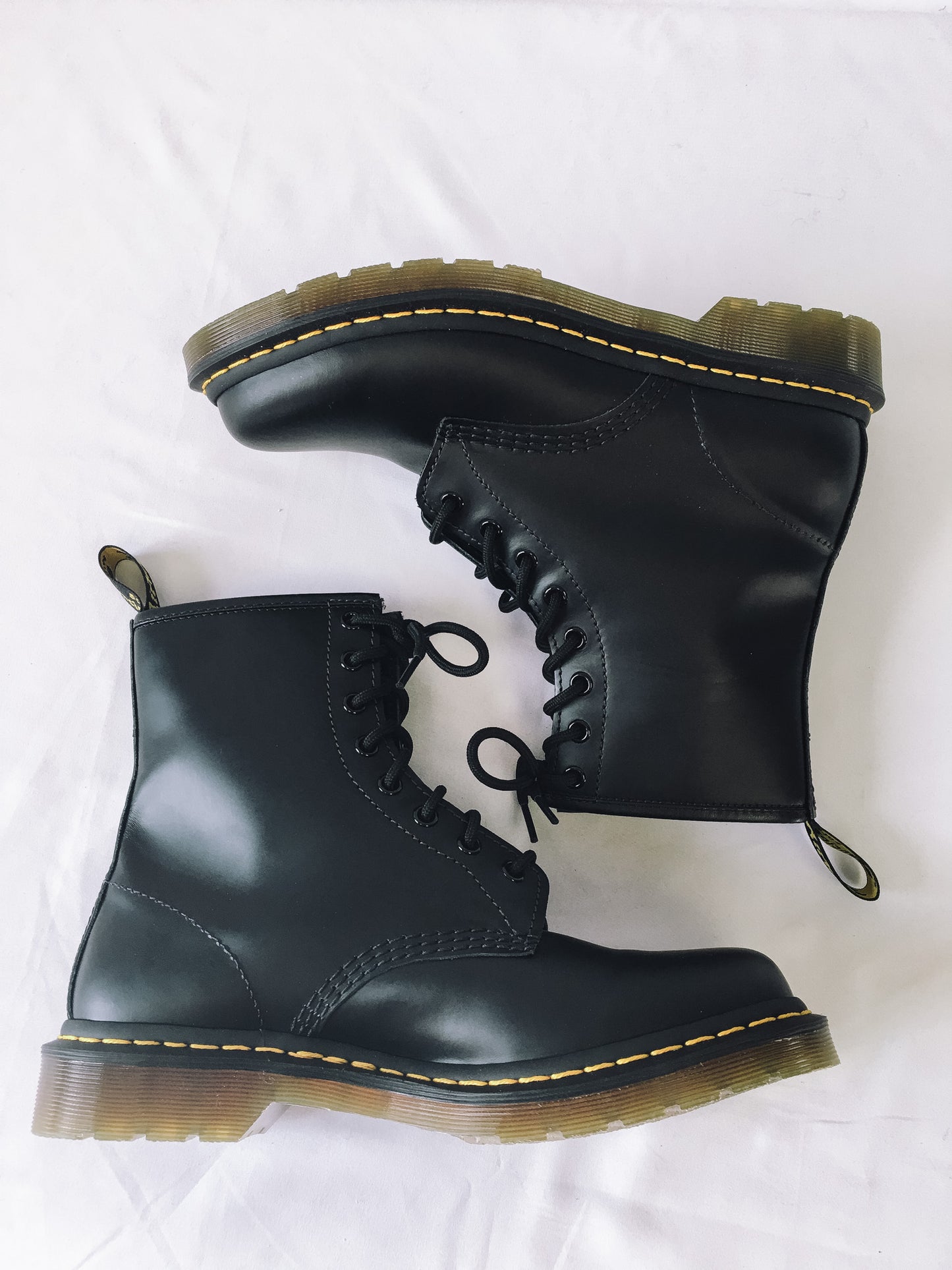 Dr. Martens 1460 Smooth Leather Lace Up Boots in Black, Women's Sz. 10, Men's Sz. 9