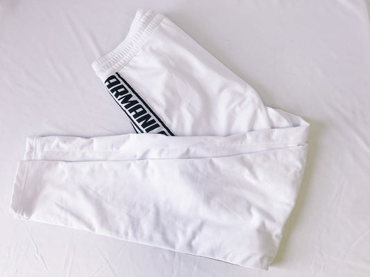 Armani Exchange A|X Men's White Triacetate Logo Tape Drawstring Sweatpants, Sz. L