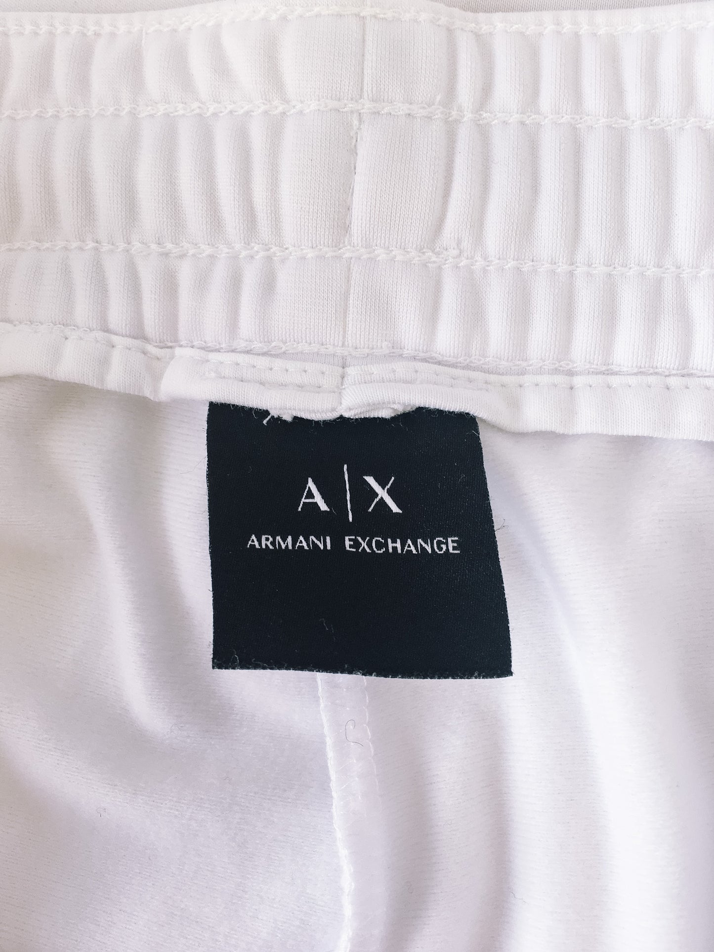 Armani Exchange A|X Men's White Triacetate Logo Tape Drawstring Sweatpants, Sz. L