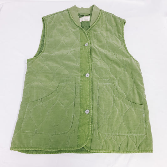 NWT Free People Green Billie Quilted Military Vest, Sz. S