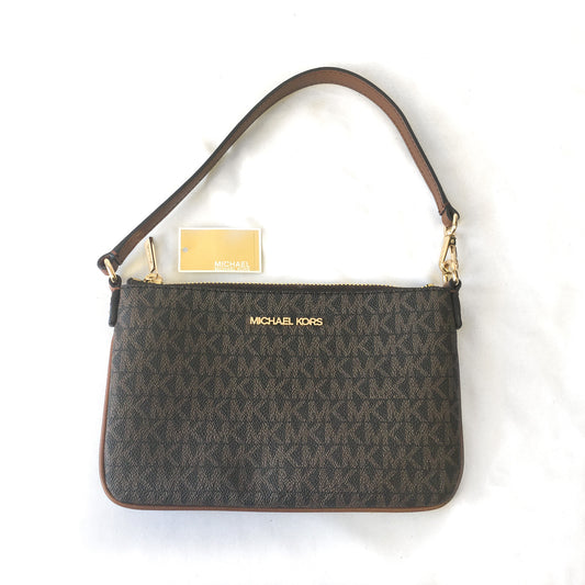 NWT Michael Kors Jet Set Brown Travel Pouch Wristlet Mini Bag