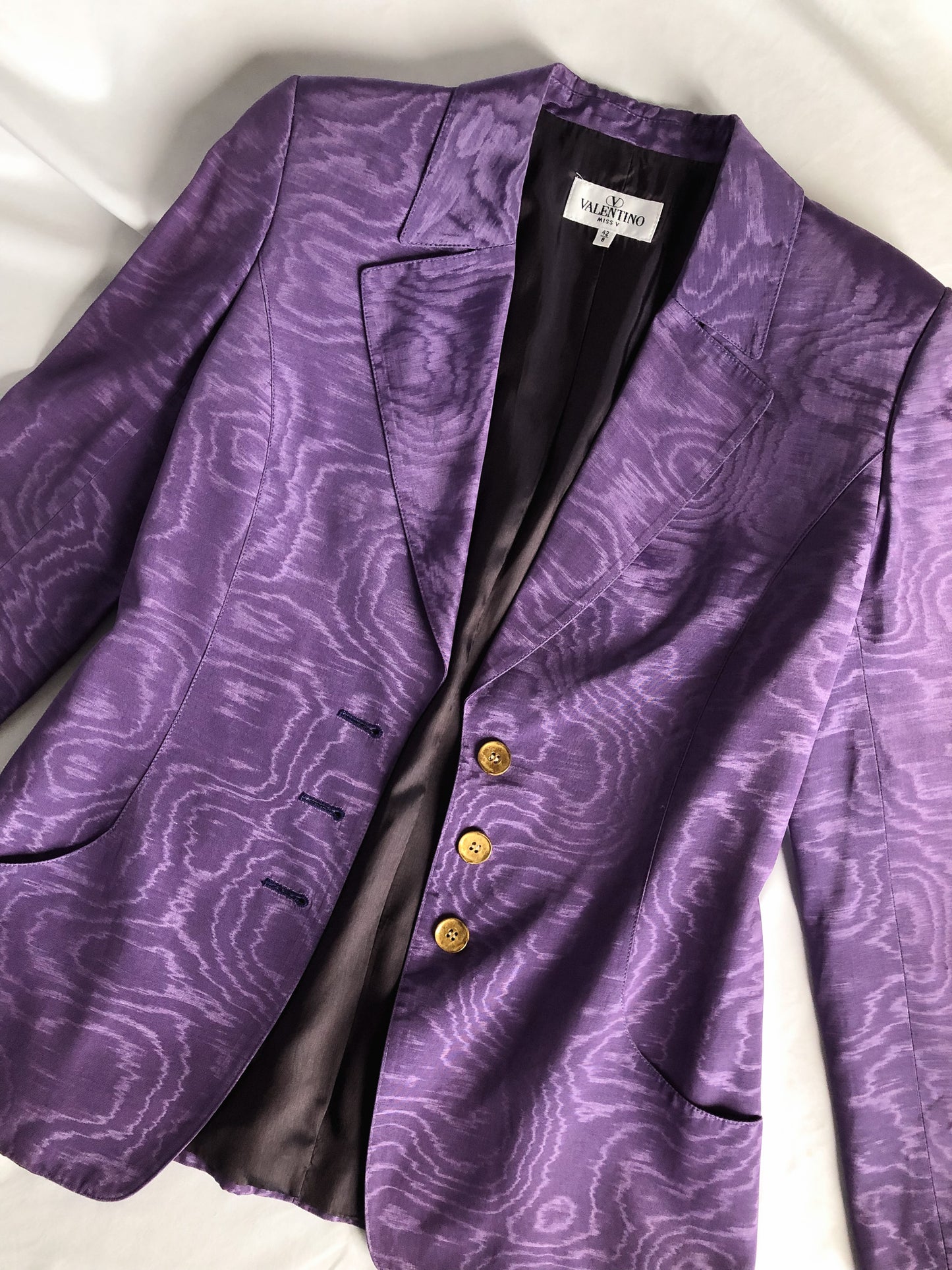 Vintage Valentino Miss V Purple Iridescent Blazer, Sz. 8